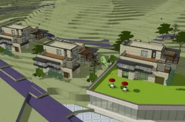Modern Multi-Story Mountain Hotel and Villa Model in SketchUp-BIM WORLD