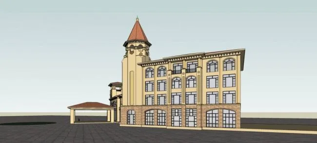 Sketchup Business Model | Multi story commercial club, Spanish style, classical style
