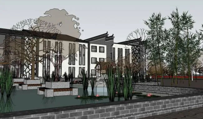 Sketchup Cultural Model | Huizhou Tourism Reception Center, Chinese Style