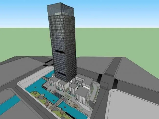 SketchUp Model of a Modern Super High-Rise Office Building