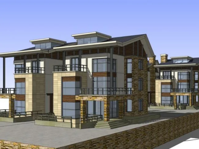 Sketchup Villa Model | Double Split Villa, European Style