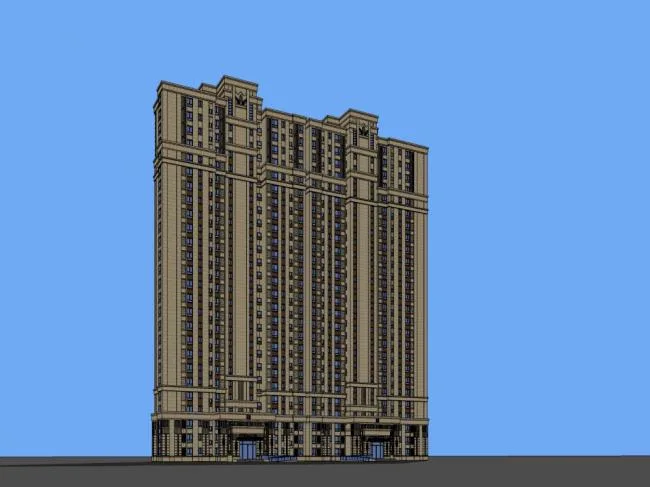 Sketchup Residential Model | High rise residential building, modern style, 26 floors