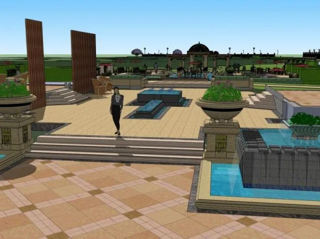 Sketchup Landscape Model | Community Landscape, Residential Landscape, Classical Style