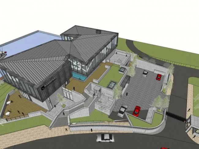 Sketchup Business Model | Multi story Clubhouse, Modern Style