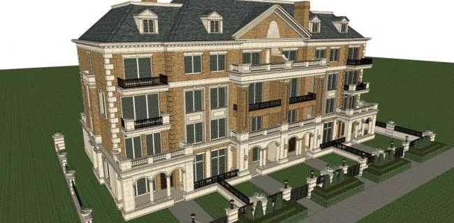 Sketchup Villa Model | Townhouse, Classical Style