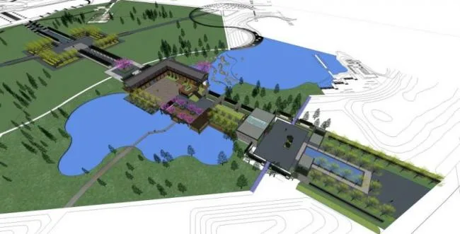 Sketchup Landscape Model | Park Landscape, Modern Chinese Style