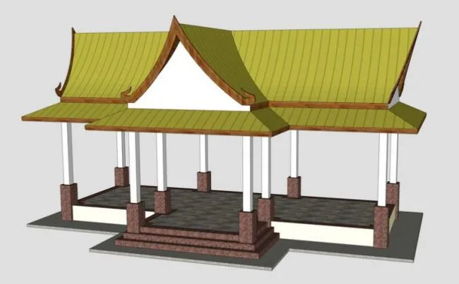 Southeast Asian Style Pavilion Sketches and Landscape Models in SketchUp