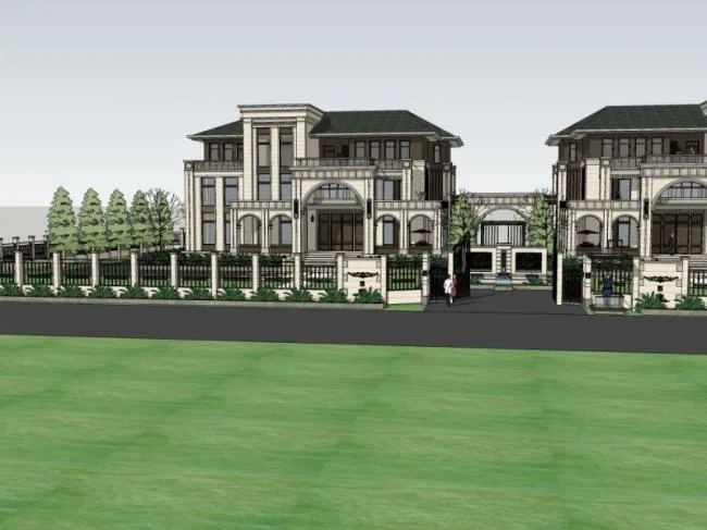 Sketchup Villa Model | Twin Villa, Classical Style