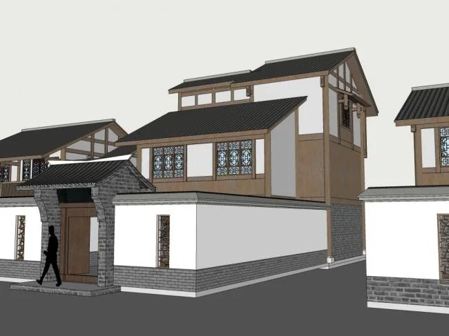 Sketchup Villa Model | Solo Villa, Villa Group, Chinese Style