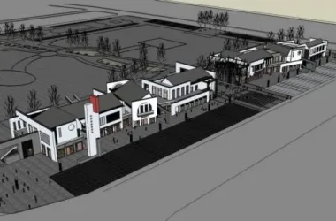 SketchUp Business Model: Multi-Story Commercial Street in Modern Chinese Style-BIM WORLD