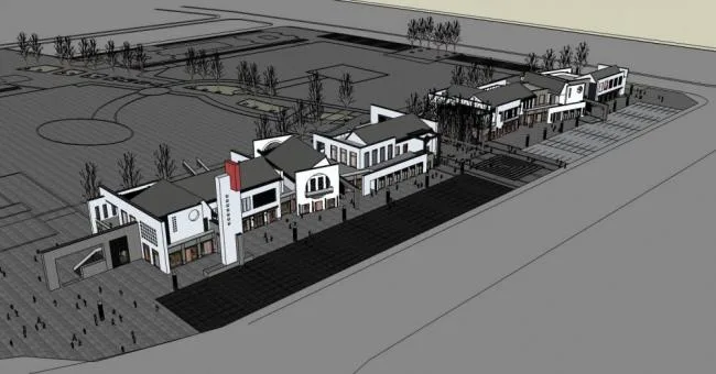 Sketchup Business Model | Multi story Commercial Street, New Chinese Style