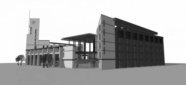 Sketchup Cultural Model | Fuzhou University Library, Multi story, Modern Style, Cultural Architecture