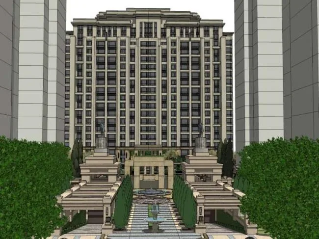 Sketchup Residential Model | High Rise Residential Buildings, Classical Style