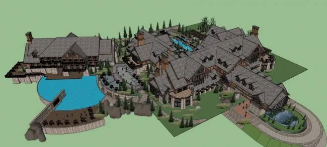 Sketchup Hotel Model | Multi story Resort Hotel, British, Castle style, Star rated Hotel, Classical Style