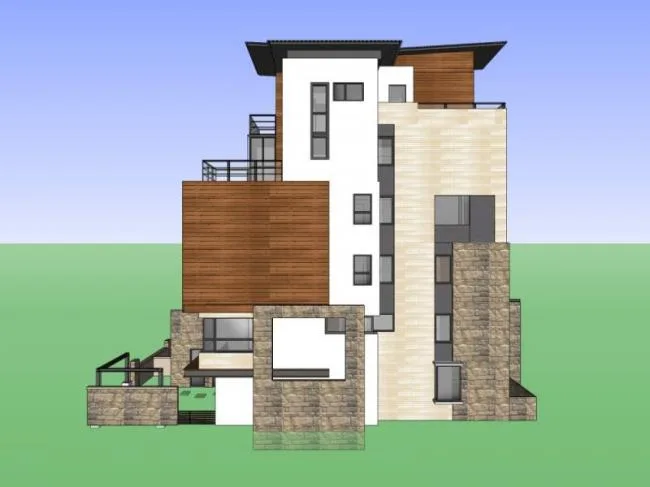 Sketchup Residential Model | Multi story, modern style townhouse
