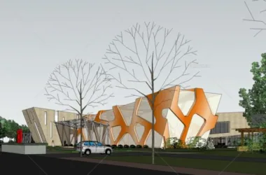 SketchUp Business Model: Modern Multi-Story Vanke Sales Office and Clubhouse Design-BIM WORLD