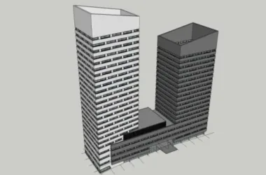 Modern High-Rise Office Building SketchUp Model-BIM WORLD