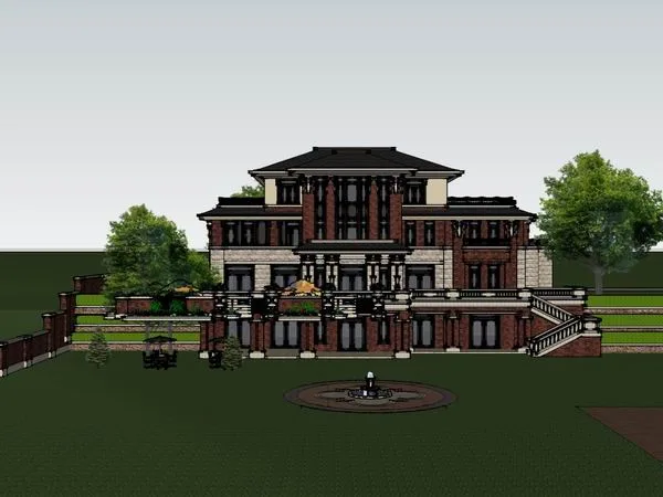 Classical Single-Family Villa Model in SketchUp