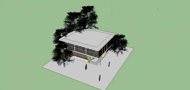 Sketchup Business Model | Multi story Commercial Hall, Modern Style