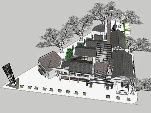 Sketchup Business Model | Multi story Commercial Street Visitor Center, Multi story Commercial Street, Modern Chinese Style