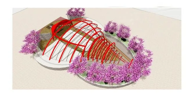 Modern Urban Theater Landscape Model in SketchUp