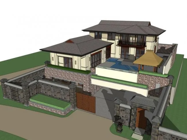 Sketchup Villa Model | Stacked Villa, Modern Style