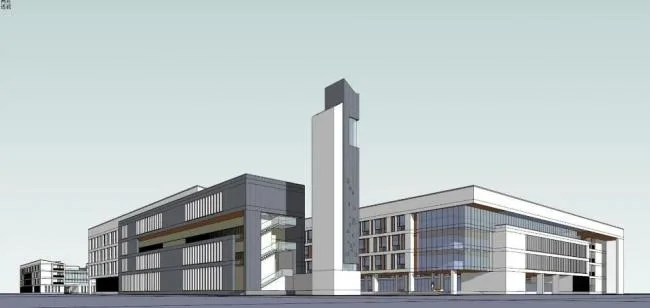 Sketchup School Model | Multi story Primary and Secondary School, Teaching Building, Educational Architecture, New Chinese Style