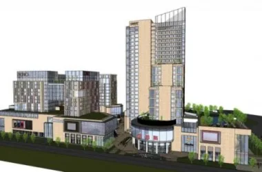 SketchUp Complex Model: Modern Super High-Rise Office Building and Multi-Story Commercial Shopping Center-BIM WORLD