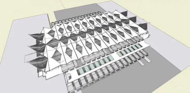 Sketchup Station Road and Bridge | Hangzhou East Railway Station, low rise, modern style