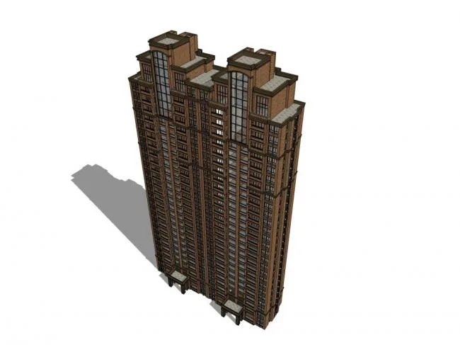 Sketchup Residential Model | High rise residential building, classical style, 26 floors