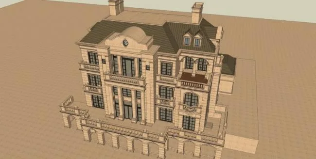 Sketchup Villa Model | Stacked Villa, French Classical Style