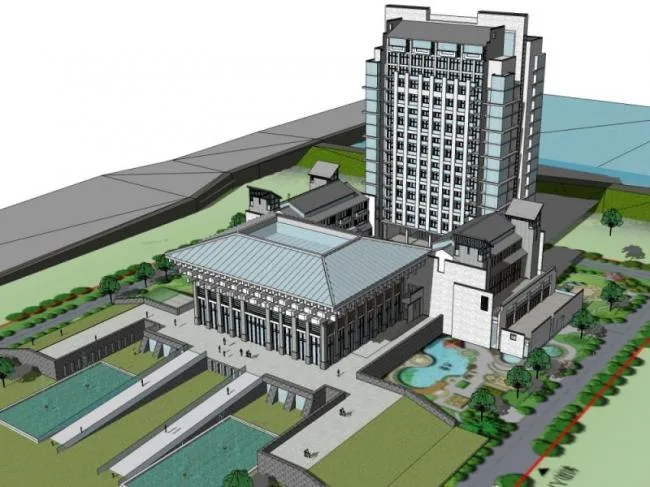 Sketchup Hotel Model | High rise Hotel, Chinese Style