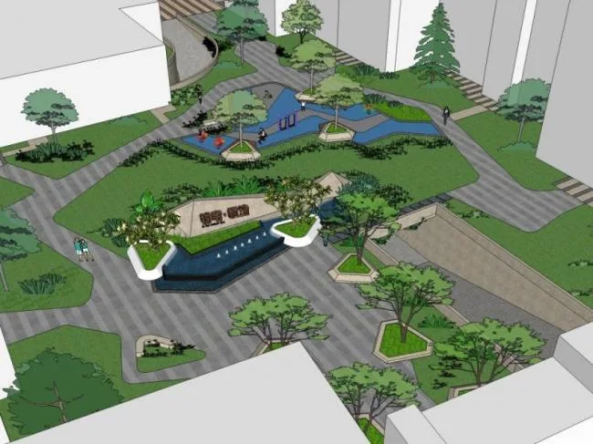Sketchup Landscape Model | Community Landscape, Residential Landscape, Modern Style