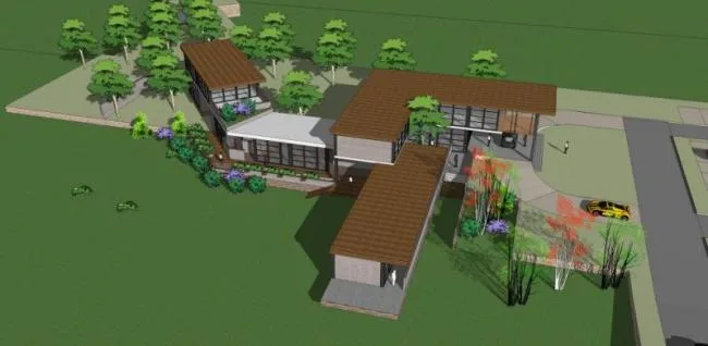 Sketchup Business Model | Low Level Clubhouse, Modern Style