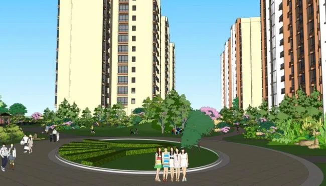 Modern Residential Community Landscape Design in SketchUp