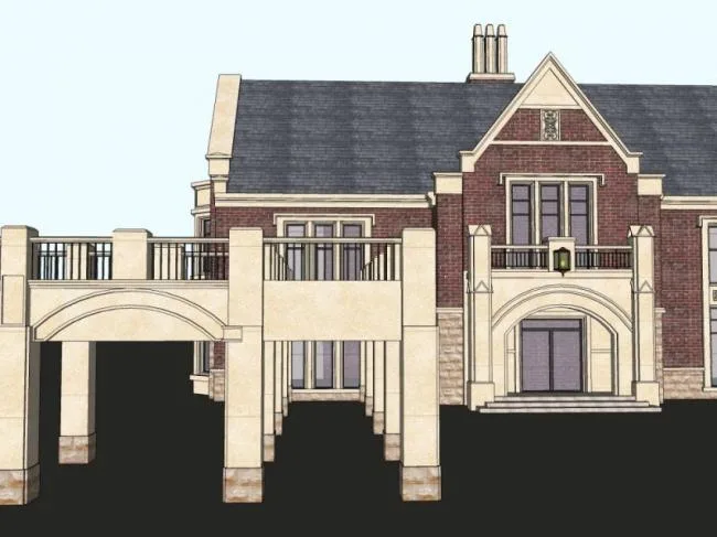 Sketchup Business Model | Low rise clubhouse, European classical style