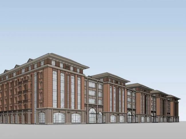 Sketchup Business Model | Multi story Commercial Street, Modern Style