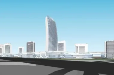 SketchUp Model of a Modern High-Rise Office Building in a Technology Park-BIM WORLD