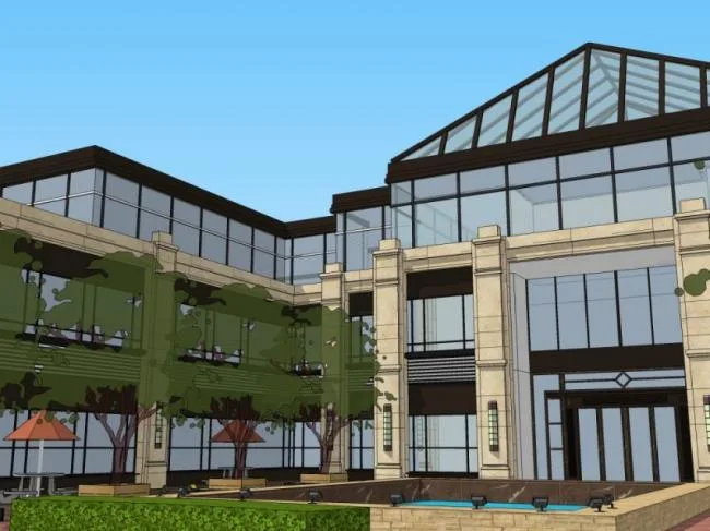Sketchup Business Model | Low rise commercial buildings, modern style
