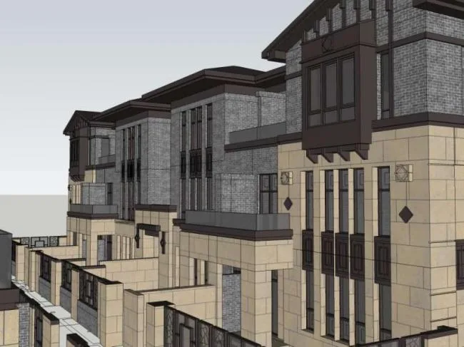 Sketchup Villa Model | Stacked Villa, Modern Chinese Style