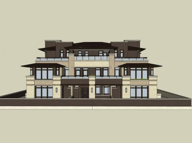 Classical Style Townhouse Villa Model in SketchUp