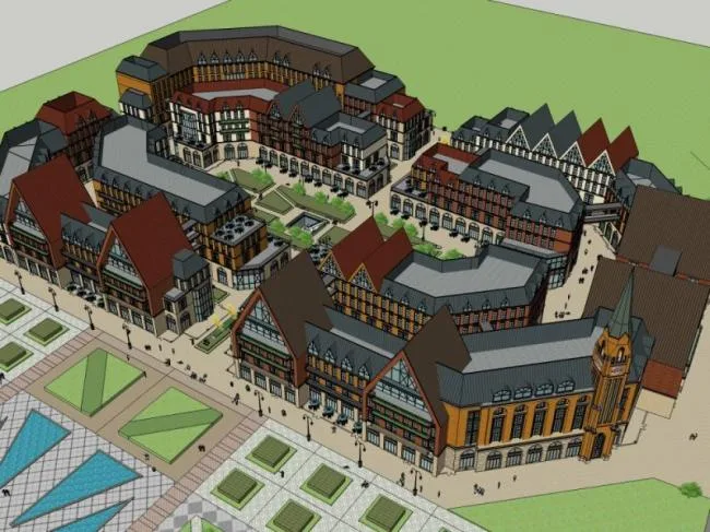 Sketchup Business Model | Multi story Commercial Street Style Street, Classical Style