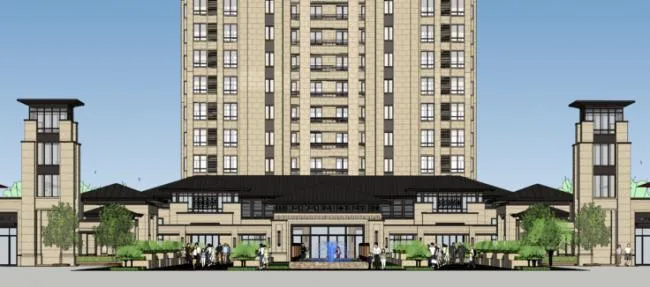 Sketchup Business Model | Sales Office, Clubhouse, Neoclassical Style, Ground Floor, Landscape Garden