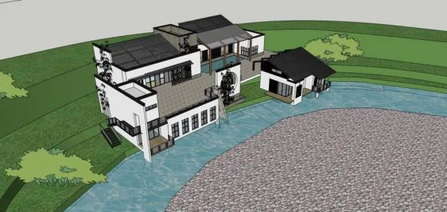 Sketchup Business Model | Multi story clubhouse, commercial building, Chinese style
