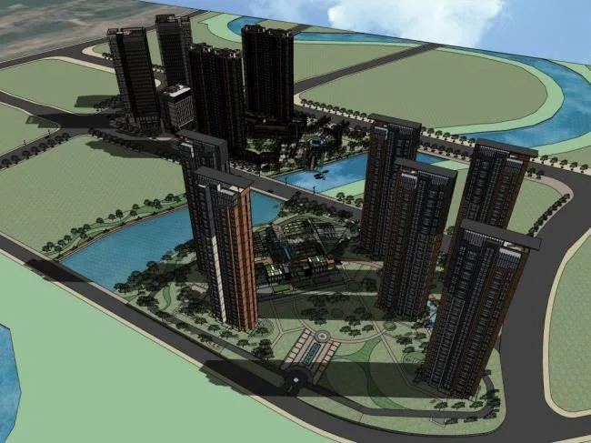 Sketchup Residential Model | Super high-rise residential buildings, neighborhoods, neoclassical style, residential buildings