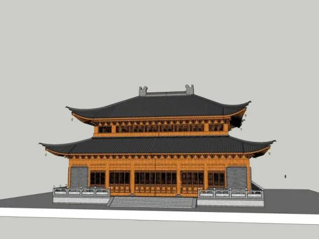 Sketchup Ancient Building Model | Multi storey the Shakya ManiHall, Chinese style, ancient buildings