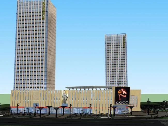 Modern Multi-Story Commercial Complex in SketchUp