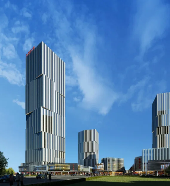 Sketchup Complex Model | Multi story High rise Complex, Wanda Commercial Plaza, Hotel, Office, Modern Style