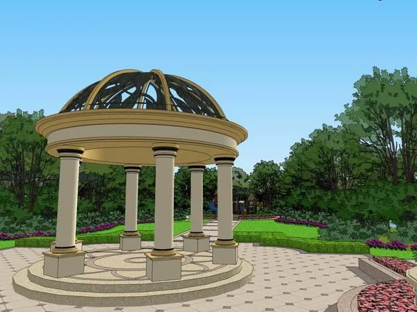 SketchUp Landscape Model: European Classical Residential Design