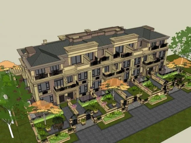 Sketchup Villa Model | Townhouse, Classical Style